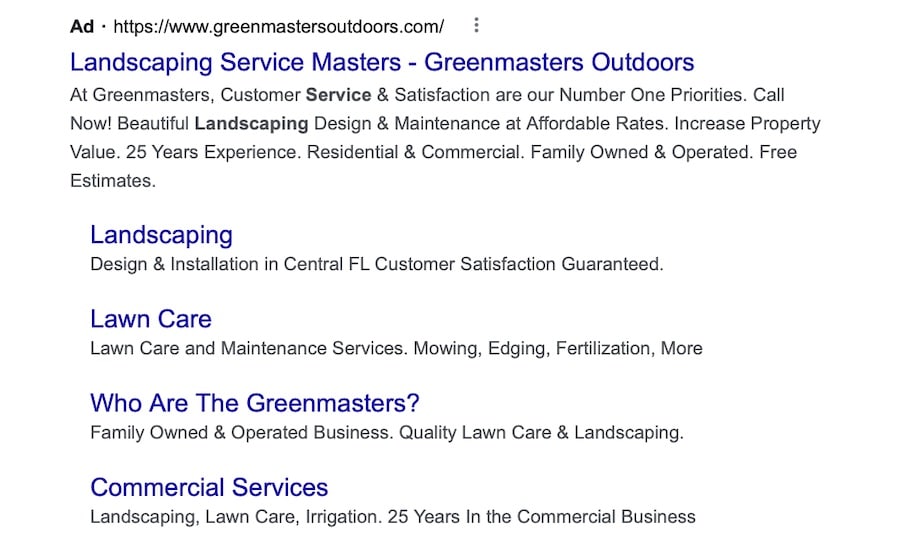 Google Ads CTR example