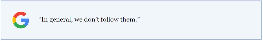 Google's response to not following nofollow links