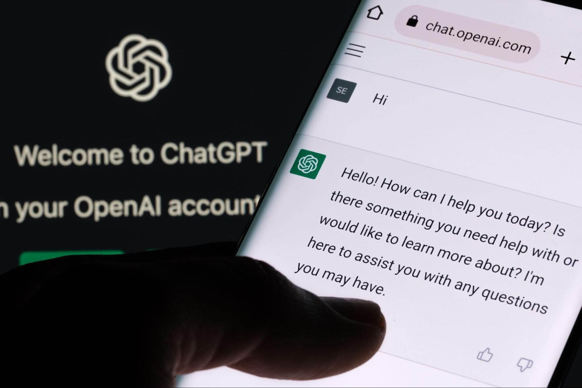 person using AI on phone